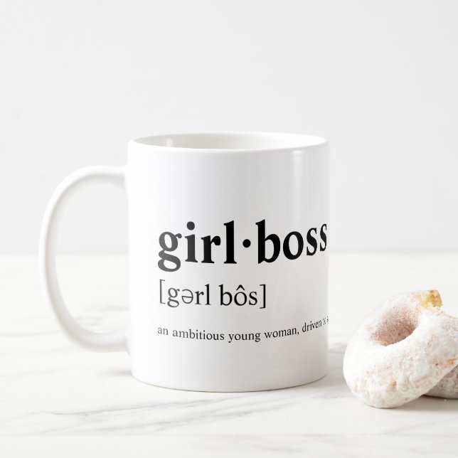 Girlboss - menande ordbok kaffemugg (Med munk)