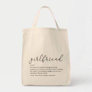 Girlfriend Definition Chic Script Röd Kärlek Hjärt Tygkasse