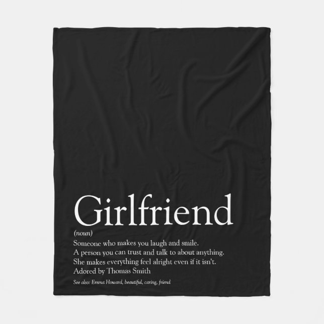 Girlfriend Definition Cool Kul Svart och Vit Fleecefilt (Framsidan)