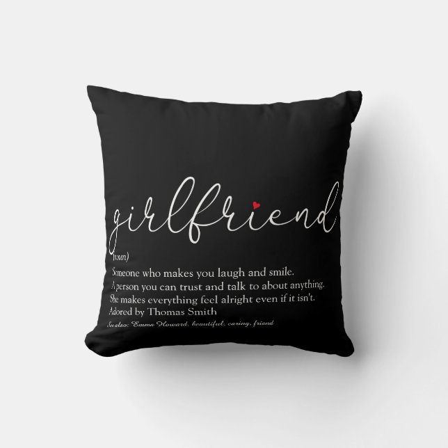Girlfriend Definition Saying Script Kärlek Hjärtat Kudde (Framsida)