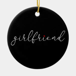 Girlfriend Definition Skrift Rött Kärlekshjärta Julgransprydnad Keramik