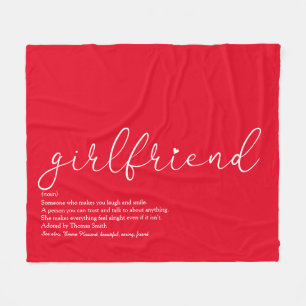 Girlfriend Definition Skript Kärlek Hjärtan Röd Fleecefilt