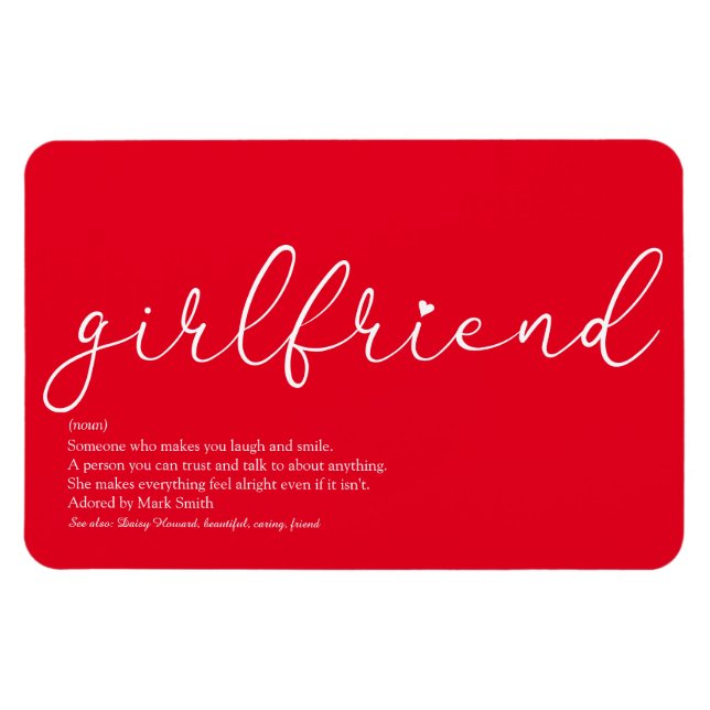 Girlfriend Definition Skript Kärlek Hjärtan Röd Magnet (Horisontell)