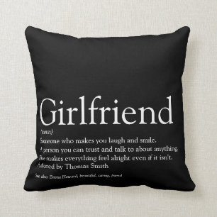 Girlfriend Definition Svart och Vit Modern Kudde