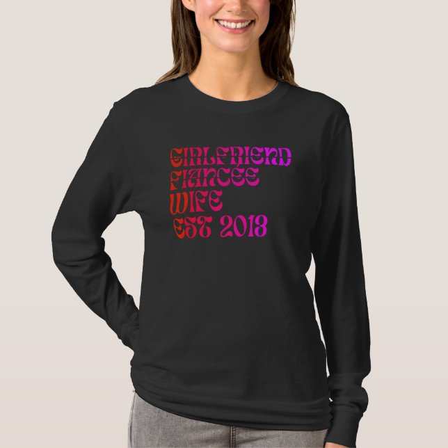Girlfriend Fiance Wife Est 2013 Wedding Anniversar T Shirt (Framsida)