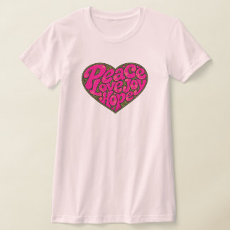 GirlieWear Fredlighet Kärlek Glädje Hopp Hjärta T Shirt
