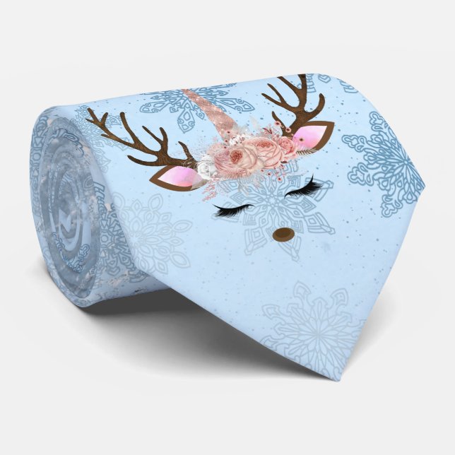 Girlig baby blue marmormajsrenar snöflingor slips (Rullad)