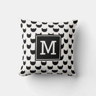 Girlig chic Doodle Black cat Monogram Personlig Kudde