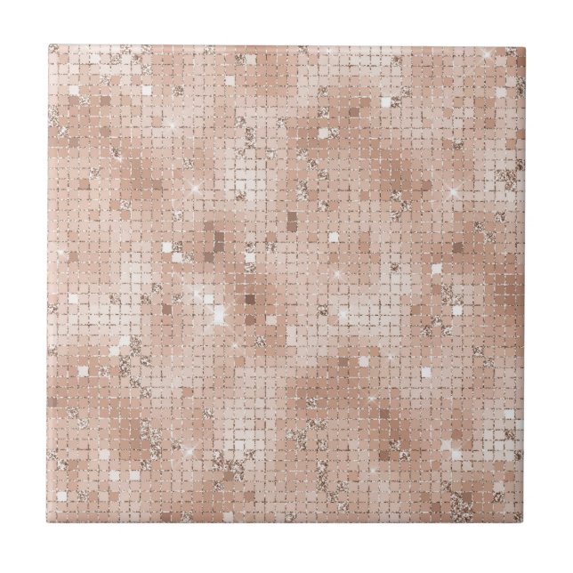 Girlig Dusty Ro Rosa Mönster Glam Bling Chic Kakelplatta (Framsidan)