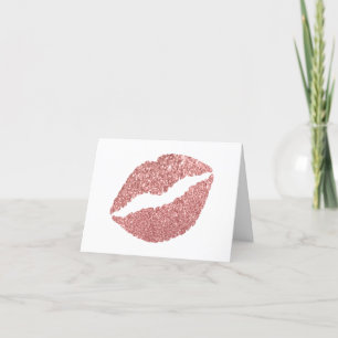 Girlig Falsk Rosa Guld Bokeh Glitter Gnist Tack Kort