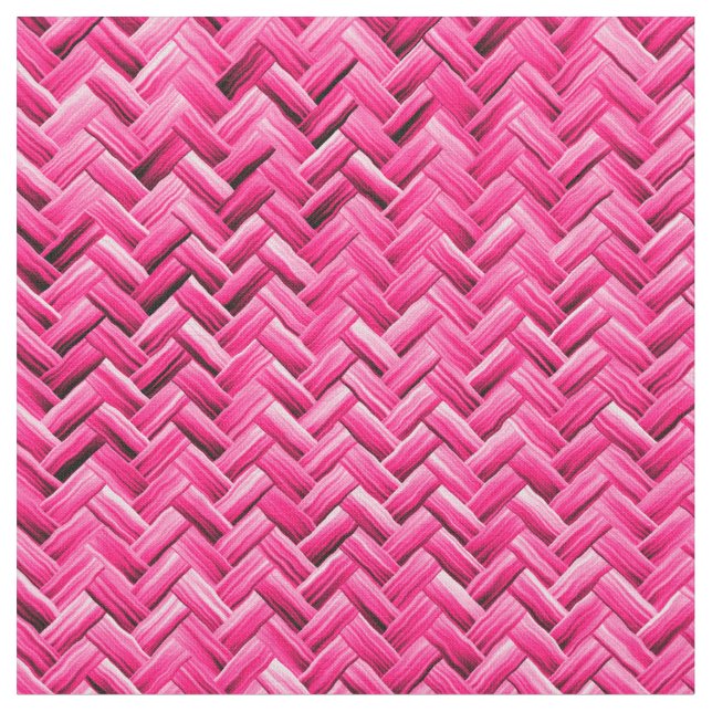 Girlig Fuchsia Graphic Geometric Basket Weave Tyg (Närbild)