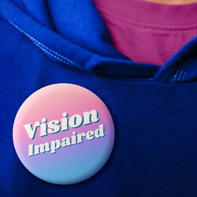 Girlig Gradient Rosa Blå Synnedsatt Knapp (Girly Gradient Pink Blue Vision Impaired Button)