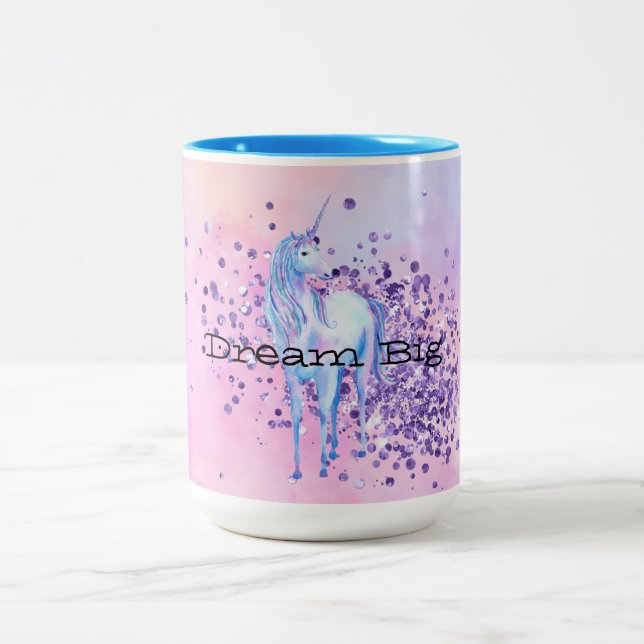 Girlig Lila Gnistra Unicorn Två-Tonad Mugg (Center)