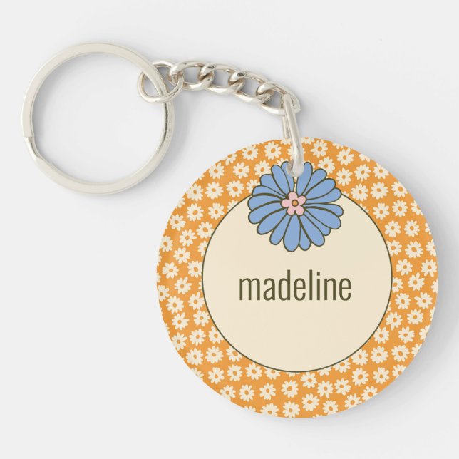 Girlig Orange Retro Flower Mönster (Framsidan)