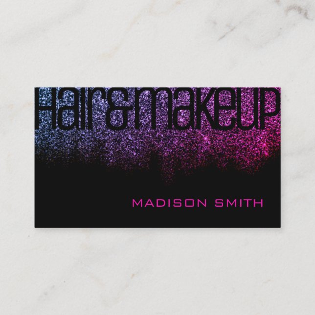 Girlig Rosa Black Glitter Gnistra Glamous Luxury Visitkort (Framsida)
