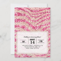 Girlig Rosa Rodnad Glitter Zebramönster