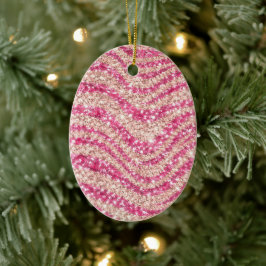 Girlig Rosa Rodnad Glitter Zebramönster Julgransprydnad Keramik