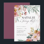 Girlig vattenfärgsblått blommigt 30års födelsedag<br><div class="desc">Rosa i 30års födelsedag,  blommigt,  blåparbjudanden. Snygg elegant,  modernt party-tema.</div>