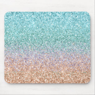 Girligt Aqua Peach Guld Lila Mint Sjöjungfru Glit Musmatta