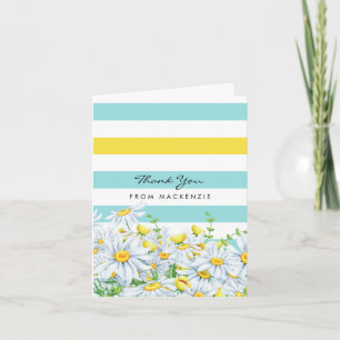 Girligt Aqua-Rand med Daisy av Gult-Tack Tack Kort