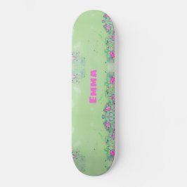 Girligt flytande färglöst glitter med namn mini skateboard bräda 18,5 cm