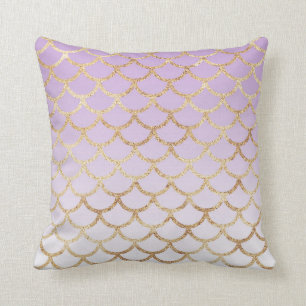 Girligt Lilac Lila Guld Sjöjungfru Glitter Sparkl Kudde
