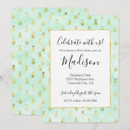 Girligt Mint Glam Guld Tropical Pineapples inspira Inbjudningar