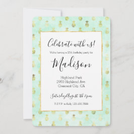 Girligt Mint Glam Guld Tropical Pineapples inspira Inbjudningar