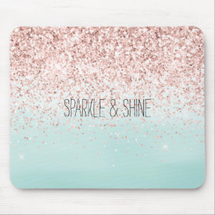 Girligt Mint Ombre Glam Rosa Glitter Musmatta