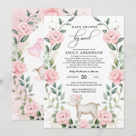 Girligt Rosa Baby Lamb Shower by Mail Quarantine Inbjudningar