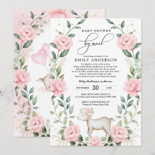 Girligt Rosa Baby Lamb Shower by Mail Quarantine Inbjudningar