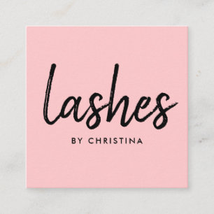 Girligt rosa glam ögonfransar modern lash-skript fyrkantigt visitkort