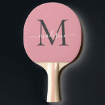 Girligt  Rosa Grått monogram femininskrift Pingisracket<br><div class="desc">Modern Snyggt  Rosa Dusty Rosa Grått Monogram Elegant Script Namn Ping Pong Paddle</div>