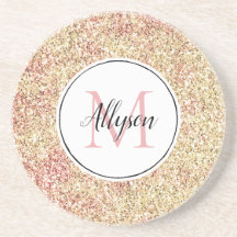 Girligt  Rosa Guld Glitter Skriv ut Monogram     