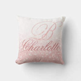 Girligt  Rosa Monogram Initial Namn Kudde