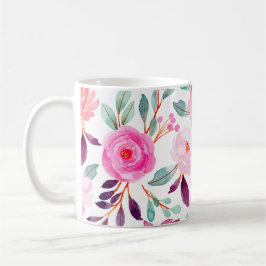 Girligt Rosa Plum Lilac-Blommönster Kaffemugg