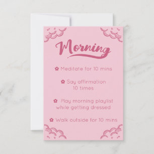 Girligt Rosa-skript minneskort på morgonen Inbjudningar