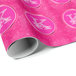 Girligt Shock rosa Cute Diamond Gnistra Monogram N Presentpapper