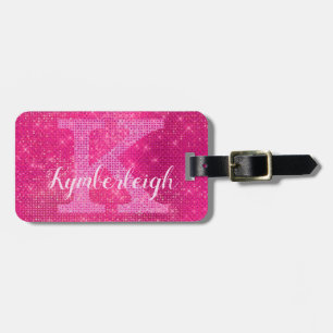 Girligt Shock rosa Glam Diamond Gnistra Monogram N Bagagebricka