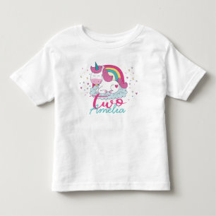 Girligt Unicorn 2:a födelsedagen Party T Shirt