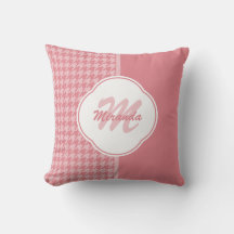 GirLjusa rosa houndstooth Monogram med Namn