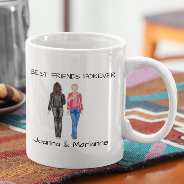 Girlkompis Best Friends Brunette Blonde Watercolor Kaffemugg (Skapare uppladdad)