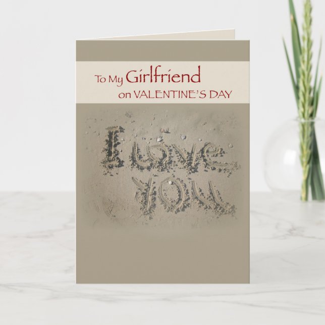 Girlkompis Kärlek Du skriver på Sand Valentine's Helgkort (Framsida)