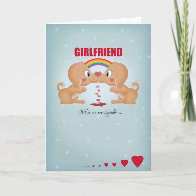 Girlkompis Lesbisk Valentine Day Kissing Hundar An Helgkort (Framsida)