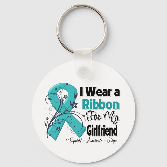Girlkompis - Ovarian Cancer Ribbon Nyckelring (Framsida)