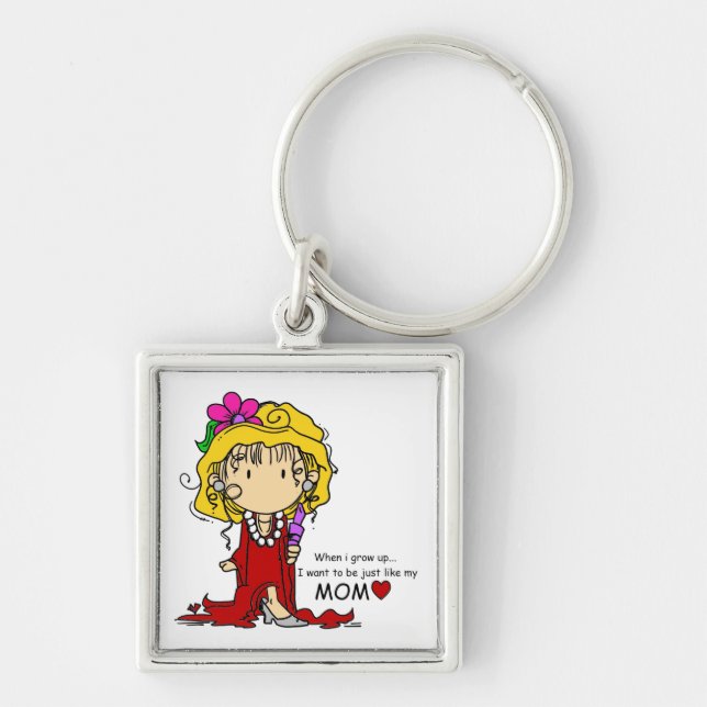 girllikemomm.png fyrkantig silverfärgad nyckelring (Framsidan)
