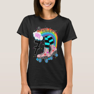Girls 7:e Birthday Roller Skates Birthday Family P T Shirt