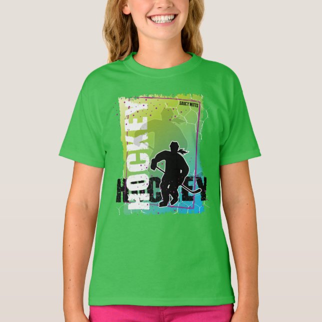 Girls Abstrakt Hockey Player Tee (Framsida)