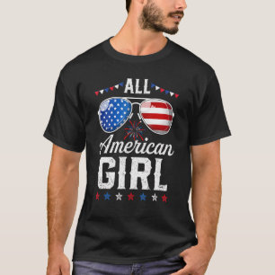 Girls American Flagga Sunglass 4:e juli Messy B T Shirt