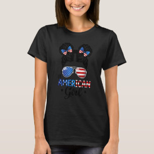 Girls American Flagga Sunglass 4:e juli Messy B T Shirt